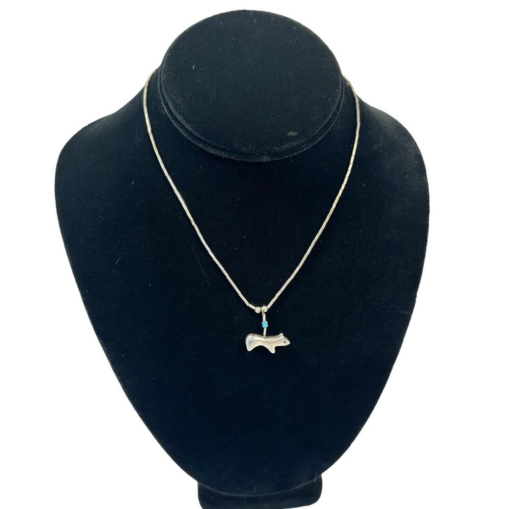 Vintage Sterling Silver Necklace Birds Fetish Liquid Silver Boho Choker 17 inch